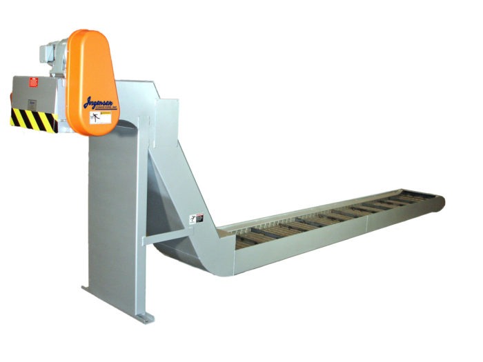 Hinged belt chip conveyor for cnc metal cutting