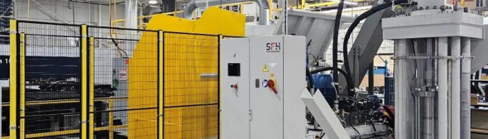 chip processing system in a factory with briquette press